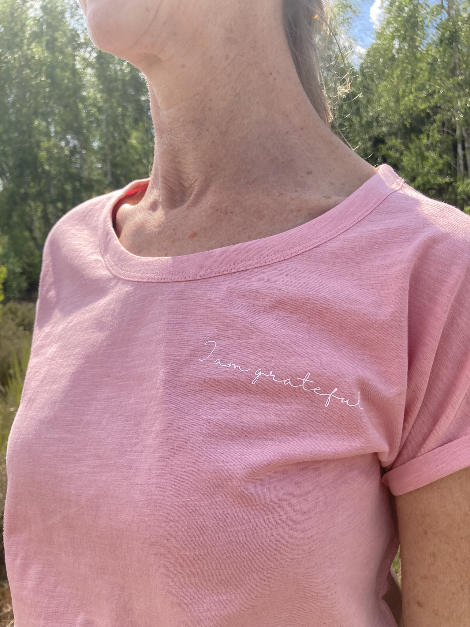 I am grateful t-shirt met opgerold mouwtje - Afbeelding 3