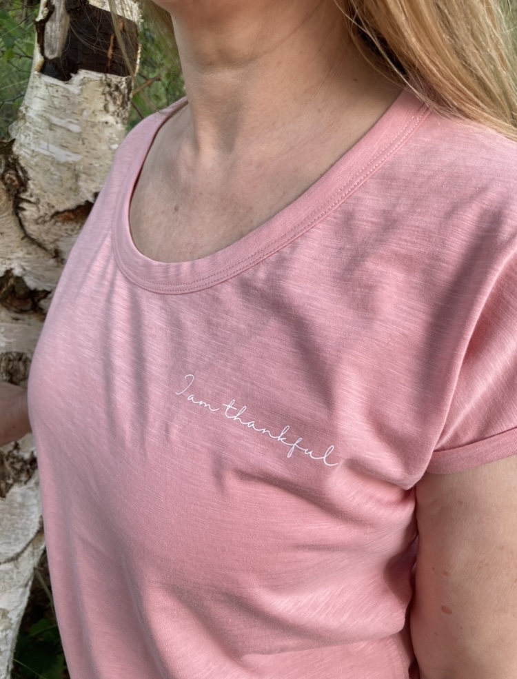I am thankful t-shirt met opgerold mouwtje - Afbeelding 2