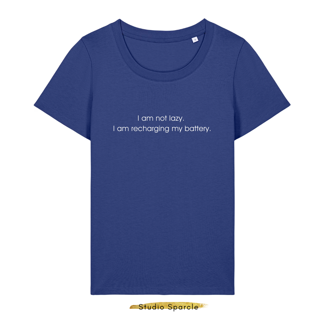I am not lazy, I am recharging my battery T-shirt ronde hals - Afbeelding 6