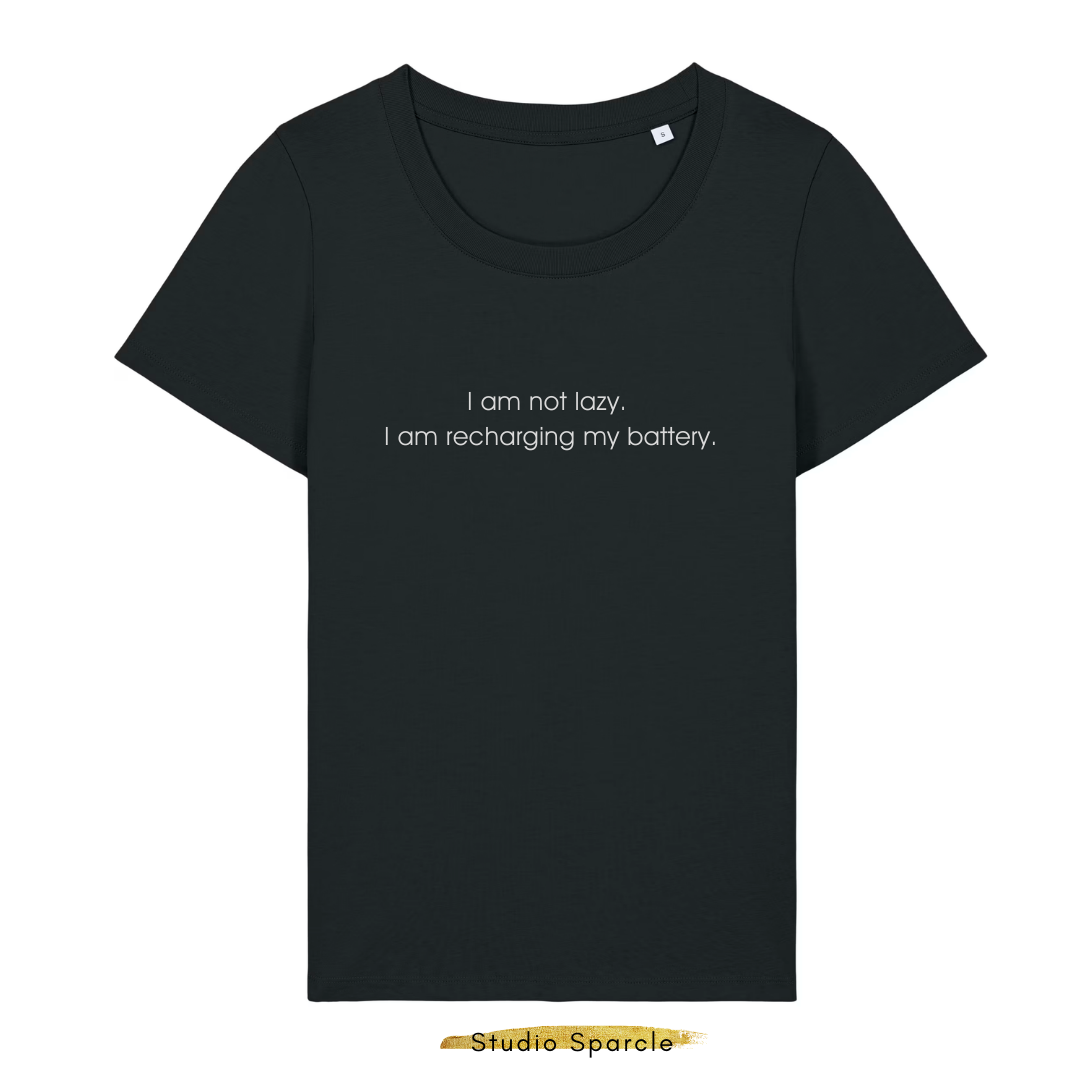 I am not lazy, I am recharging my battery T-shirt ronde hals - Afbeelding 11