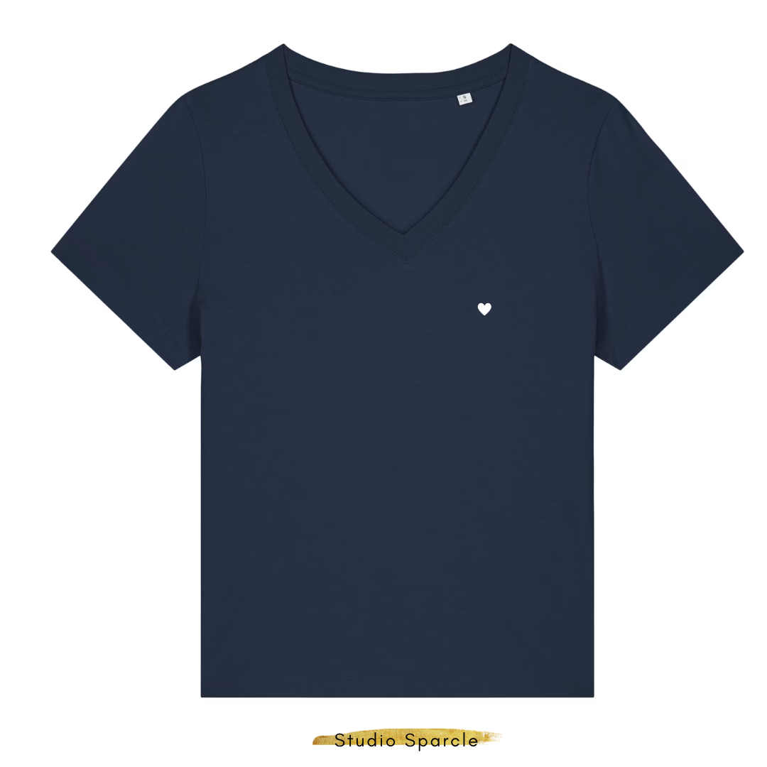 T-shirt V-hals met hartje - Afbeelding 2