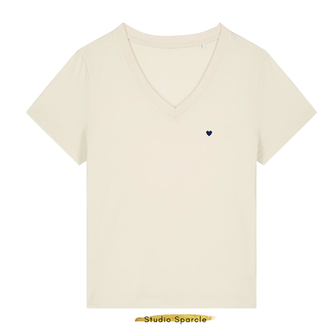 T-shirt V-hals met hartje - Afbeelding 4