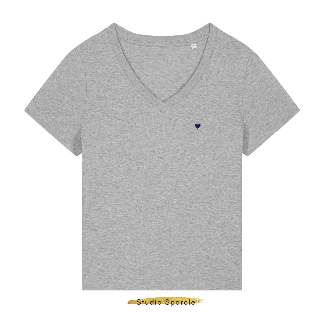 T-shirt V-hals met hartje - Afbeelding 3
